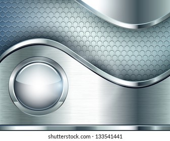Abstract background with a metallic element. Vector illustration