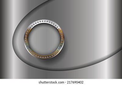 The abstract background and metallic infographic element
