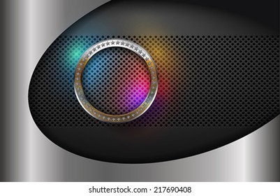 The abstract background and metallic infographic element