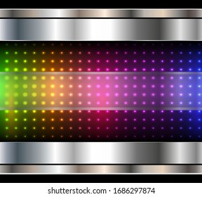 Abstract background, metallic with rainbow dots pattern, vector illustration.