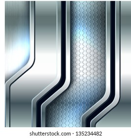 Abstract background, metallic silver banners. Vector illustration