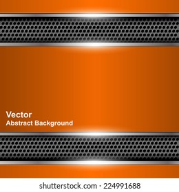 Abstract background, metallic silver banners. Vector illustration.