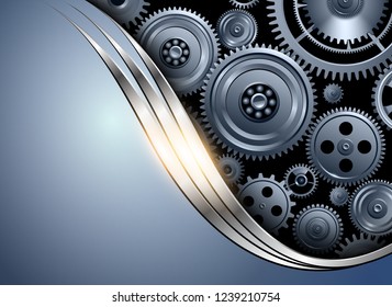 Abstract background metallic silver blue with gears, vector illustration. - Powered by Shutterstock - Get 15% off with code: PIKWIZARD15