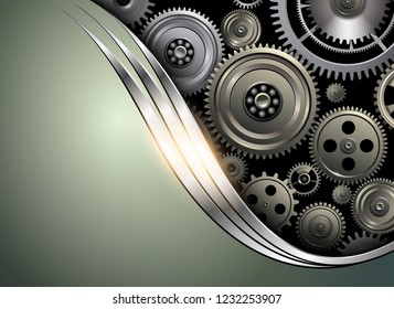 Abstract background metallic silver with gears, vector illustration. - Powered by Shutterstock - Get 15% off with code: PIKWIZARD15