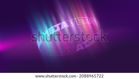 Abstract background with metaverse text describing 3D virtual reality universe