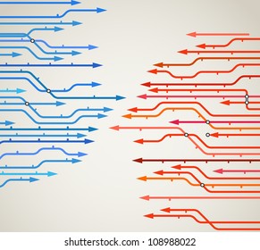 Abstract background of metro lines with arrows