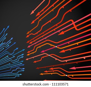 Fondo abstracto de las líneas de metro con flechas en negro