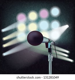 abstract background with microphone on music stage