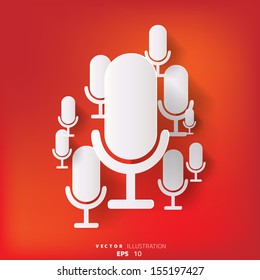 abstract background with microphone web icon, flat design
