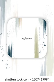 Abstract background minimal design with earth tone watercolor splash brush on the square frame. Artistic watercolor splash vector used as being an element in the decorative of your design.
