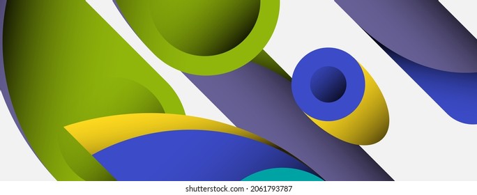 Abstract background. Minimal geometric circles and round style shapes with deep shadow effects. Trendy technology business template for wallpaper banner or background