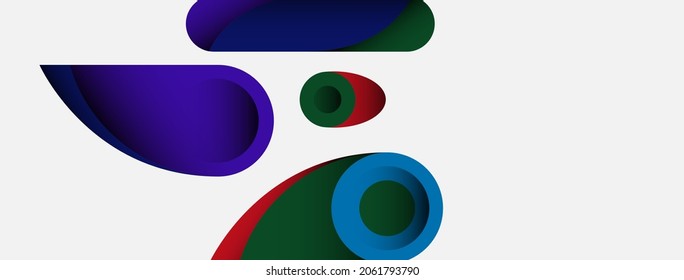 Abstract background. Minimal geometric circles and round style shapes with deep shadow effects. Trendy technology business template for wallpaper banner or background