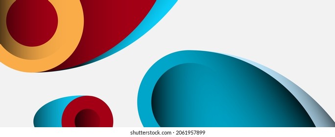 Abstract background. Minimal geometric circles and round style shapes with deep shadow effects. Trendy technology business template for wallpaper banner or background