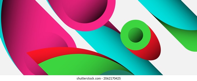 Abstrakter Hintergrund. Minimale geometrische Kreise und runde Formen mit tiefer Schattenwirkung. Trendtechnologie-Business-Vorlage für Bildschirmhintergründe oder Hintergrundbilder