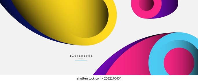 Antecedentes abstractos. círculos geométricos mínimos y formas redondeadas con efectos de sombra profundos. Plantilla de negocios de tecnología moderna para banner o fondo de papel tapiz