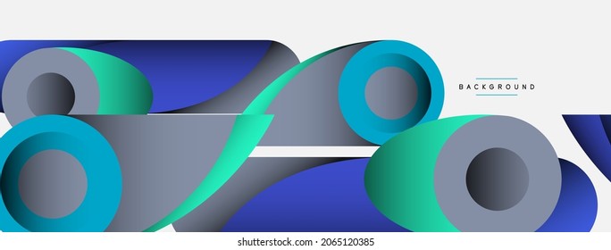 Abstract background. Minimal geometric circles and round style shapes with deep shadow effects. Trendy technology business template for wallpaper banner or background