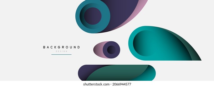 Abstract background. Minimal geometric circles and round style shapes with deep shadow effects. Trendy technology business template for wallpaper banner or background