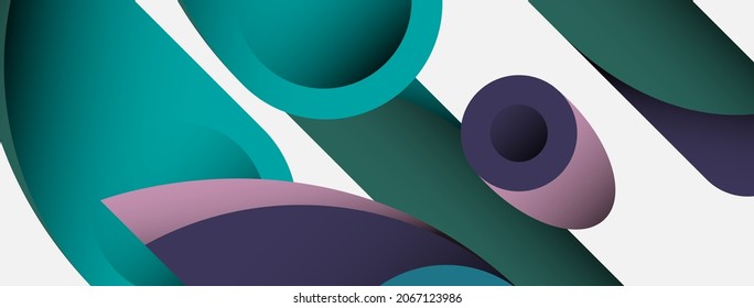 Antecedentes abstractos. círculos geométricos mínimos y formas redondeadas con efectos de sombra profundos. Plantilla de negocios de tecnología moderna para banner o fondo de papel tapiz