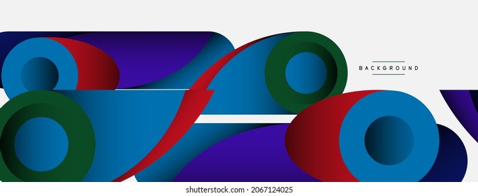 Abstract background. Minimal geometric circles and round style shapes with deep shadow effects. Trendy technology business template for wallpaper banner or background