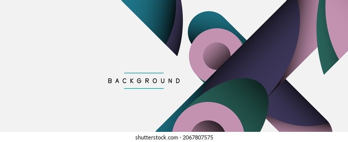 Abstract background. Minimal geometric circles and round style shapes with deep shadow effects. Trendy technology business template for wallpaper banner or background