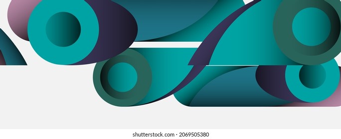 Abstract background. Minimal geometric circles and round style shapes with deep shadow effects. Trendy technology business template for wallpaper banner or background