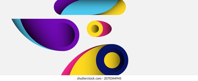 Abstract background. Minimal geometric circles and round style shapes with deep shadow effects. Trendy technology business template for wallpaper banner or background
