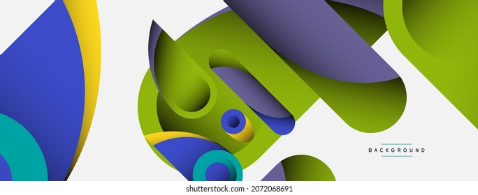 Abstract background. Minimal geometric circles and round style shapes with deep shadow effects. Trendy technology business template for wallpaper banner or background