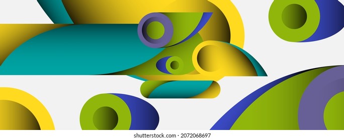 Abstract background. Minimal geometric circles and round style shapes with deep shadow effects. Trendy technology business template for wallpaper banner or background