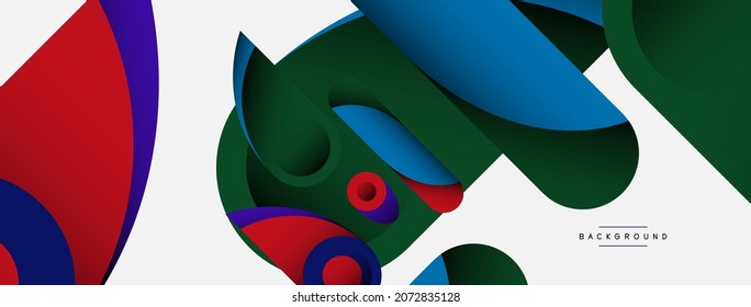 Abstract background. Minimal geometric circles and round style shapes with deep shadow effects. Trendy technology business template for wallpaper banner or background