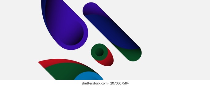 Abstract background. Minimal geometric circles and round style shapes with deep shadow effects. Trendy technology business template for wallpaper banner or background