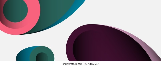 Abstrakter Hintergrund. Minimale geometrische Kreise und runde Formen mit tiefer Schattenwirkung. Trendtechnologie-Business-Vorlage für Bildschirmhintergründe oder Hintergrundbilder