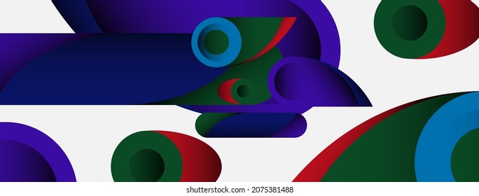 Abstract background. Minimal geometric circles and round style shapes with deep shadow effects. Trendy technology business template for wallpaper banner or background