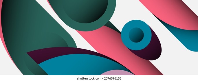 Abstract background. Minimal geometric circles and round style shapes with deep shadow effects. Trendy technology business template for wallpaper banner or background