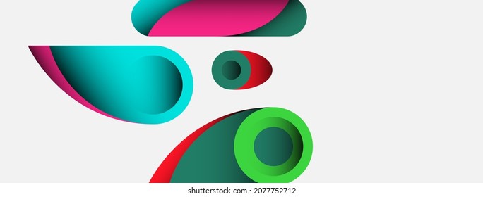 Abstract background. Minimal geometric circles and round style shapes with deep shadow effects. Trendy technology business template for wallpaper banner or background