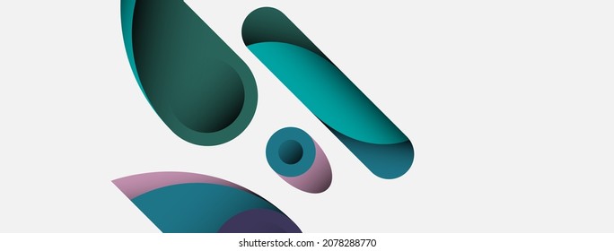 Abstract background. Minimal geometric circles and round style shapes with deep shadow effects. Trendy technology business template for wallpaper banner or background