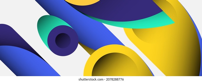 Abstract background. Minimal geometric circles and round style shapes with deep shadow effects. Trendy technology business template for wallpaper banner or background