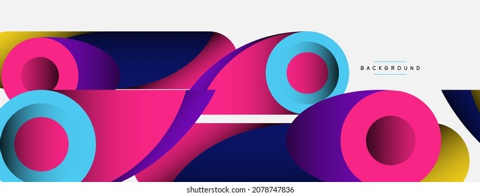 Abstract background. Minimal geometric circles and round style shapes with deep shadow effects. Trendy technology business template for wallpaper banner or background