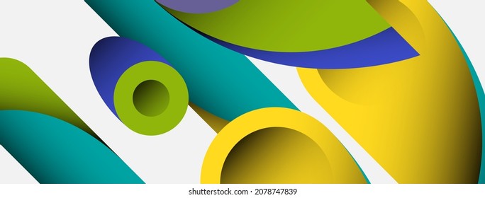 Abstract background. Minimal geometric circles and round style shapes with deep shadow effects. Trendy technology business template for wallpaper banner or background