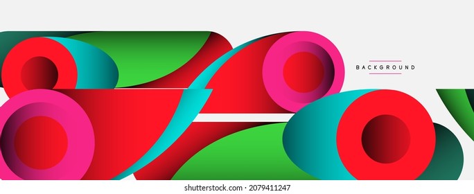 Antecedentes abstractos. círculos geométricos mínimos y formas redondeadas con efectos de sombra profundos. Plantilla de negocios de tecnología moderna para banner o fondo de papel tapiz