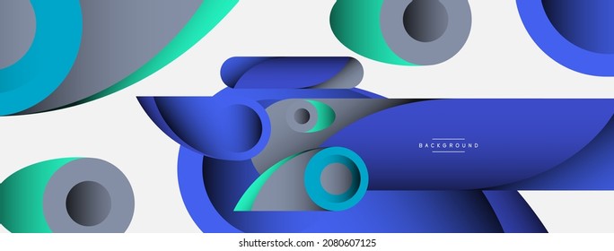 Antecedentes abstractos. círculos geométricos mínimos y formas redondeadas con efectos de sombra profundos. Plantilla de negocios de tecnología moderna para banner o fondo de papel tapiz