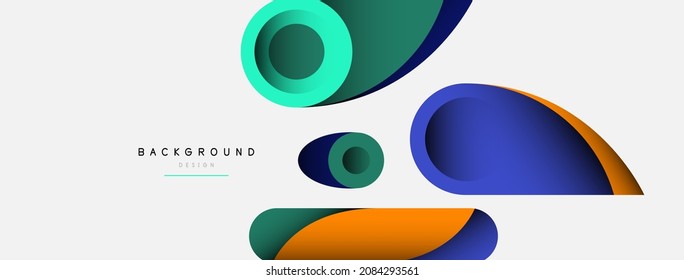 Abstract background. Minimal geometric circles and round style shapes with deep shadow effects. Trendy technology business template for wallpaper banner or background