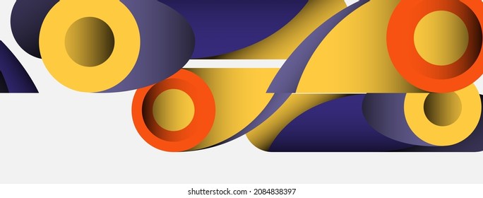 Abstract background. Minimal geometric circles and round style shapes with deep shadow effects. Trendy technology business template for wallpaper banner or background