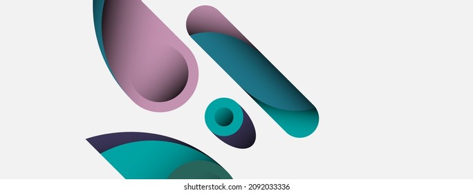 Abstract background. Minimal geometric circles and round style shapes with deep shadow effects. Trendy technology business template for wallpaper banner or background
