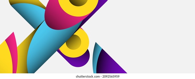 Antecedentes abstractos. círculos geométricos mínimos y formas redondeadas con efectos de sombra profundos. Plantilla de negocios de tecnología moderna para banner o fondo de papel tapiz