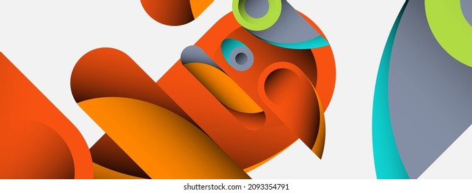 Antecedentes abstractos. círculos geométricos mínimos y formas redondeadas con efectos de sombra profundos. Plantilla de negocios de tecnología moderna para banner o fondo de papel tapiz
