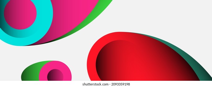 Abstract background. Minimal geometric circles and round style shapes with deep shadow effects. Trendy technology business template for wallpaper banner or background