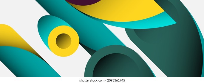 Abstract background. Minimal geometric circles and round style shapes with deep shadow effects. Trendy technology business template for wallpaper banner or background