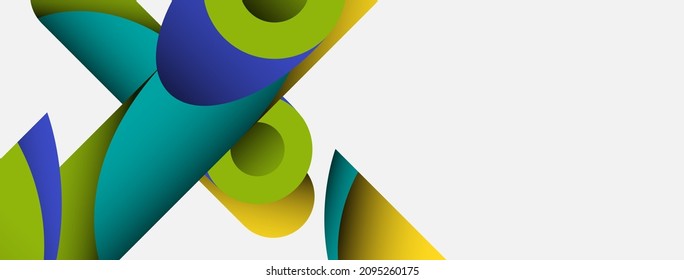 Abstract background. Minimal geometric circles and round style shapes with deep shadow effects. Trendy technology business template for wallpaper banner or background
