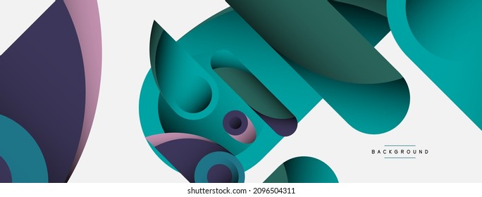 Abstract background. Minimal geometric circles and round style shapes with deep shadow effects. Trendy technology business template for wallpaper banner or background