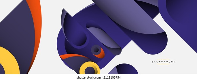 Abstract background. Minimal geometric circles and round style shapes with deep shadow effects. Trendy technology business template for wallpaper banner or background